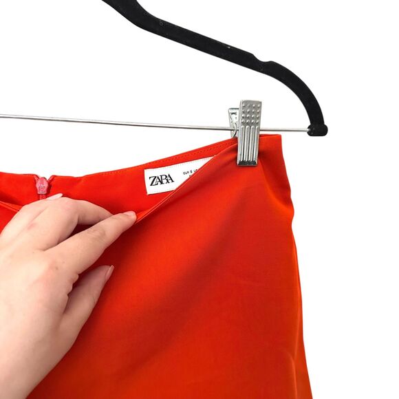 ZARA A-Line High Waist Mini Skirt Orange Small - Picture 4 of 5